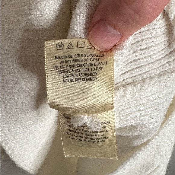 Anthropologie Moth Saskia Mock Neck Winter White Knit Sweater XS Minimalist - Picture 7 of 8